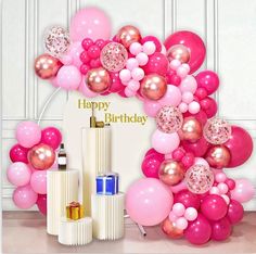 a birthday party with balloons and confetti