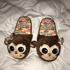 - New Without Tags - Never Been Worn! - Size: Xl 8/9 Shoe Size Monkey Slippers, Justice Shoes, Dream Clothes, Kids Shoes, Kids Shop, Slippers, Tags, Pink, Quick Saves