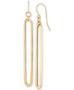 in stock Elegant Oblong Earrings, Elegant Oblong Earrings For Pierced Ears, Yellow Gold Oblong Earrings, Elegant Oblong Jewelry With Ear Wire, Elegant Single Oblong Earring, Classic Yellow Gold Earrings With Rectangular Links, Modern Yellow Gold Earrings From Macy's, Macy's Modern Yellow Gold Earrings, Macy's Modern 14k Gold Earrings