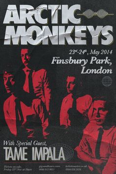 the arctic monkeys poster for their show at finsbury park, london in may 2011