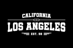 the los angeles logo is shown in black and white, with an old - school look