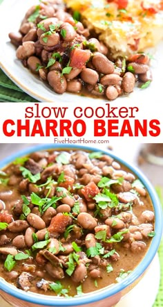 slow cooker charro beans in a bowl