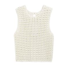 image_1 Trendy Knit Vest For Day Out, Trendy White Vest Top, Chic Open Knit Sleeveless Sweater Vest, Chic Sleeveless Open Knit Sweater Vest, White Sleeveless Knit Top, Chic Knit Vest Crop Top, Chic White Knit Sweater Vest, White Tank Knit Top For Spring, Sleeveless Knit Tops For Spring