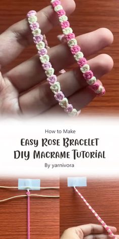 how to make easy rose bracelet diy macrame bead pattern for beginners