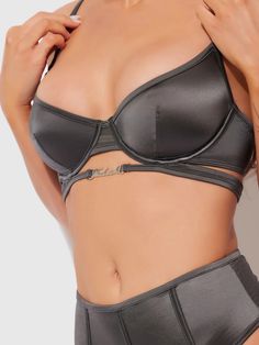 Neev Oil Slick Logo Longline Bra in Graphite | Bras – Frederick's of Hollywood Ddd Cup, Sheer Clothing, Bra Size Guide, Oil Slick, Unlined Bra, Longline Bra, Fredericks Of Hollywood, High Hips, Rib Cage