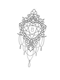 a black and white drawing of a dream catcher with the number 3 on it's side