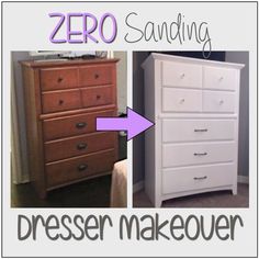 a dresser with the words zero sanding on it and an image of a dresser