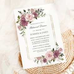 Cinnamon Rose Blush Floral Boho Rehearsal Dinner Invitation Boho Rehearsal Dinner, Bohemian Autumn, Garden Sage, Wedding Theme Color Schemes, Cinnamon Rose, Soft Flowers, Stationery Ideas, Winter Wedding Colors