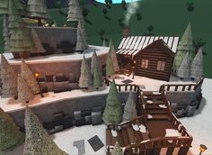 Bloxburg Small Cabin Ideas, Bloxburg House Mountain Layout, Bloxburg Winter Exterior, Log Cabin Bloxburg House, Bloxburg Christmas Cabin Ideas, Bloxburg House Ideas On A Hill, Bloxburg Winter Cabins, Ski Lodge Bloxburg, Small Cabin Bloxburg