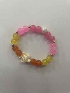 Sunset vibe glass beads bracelet♡☀️🌊 comes with jewelry bag, sticker, and productMessage me if you need any change of size etc. 🤩 Trendy Round Beads Crystal Bracelet For Beach, Handmade Casual Glass Bracelets, Casual Glass Bracelets As Gift, Casual Handmade Glass Bracelets, Casual Handmade Glass Bracelet, Casual Glass Beaded Bracelets, Trendy Adjustable Clear Bracelets, Pink Glass Beaded Bracelets As Gift, Casual Charm Bracelet With Colorful Beads As Gift