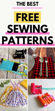 the best free sewing patterns for beginners to sew, including aprons and table runners