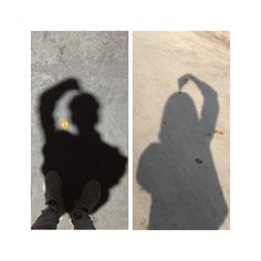 the shadow of a person standing in front of a skateboarder's shadow