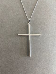 Silver Thin Cross Necklace - Sterling Silver ★ Quantity: One ★ Color : Silver ★ Material : Sterling Silver ★ Cross Size : 34mm * 54mm ★ Chain Length : 18 inches / 20 inches / 22 inches / 24 inches * Metal components are Sterling Silver. * Suitable for delicate and sensitive skin. * Comes in a jewelry box. If you need extra boxes for gifting....just let us know! Sterling Silver Cross Necklace, Sterling Silver Cross, Necklace Sterling Silver, Silver Cross, Silver Material, Chain Lengths, One Color, Chain Length, Charm Necklace