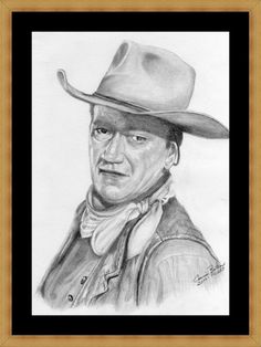 a drawing of a man wearing a cowboy hat