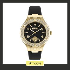 in stock Black Leather Watch, Versus Versace, Three Hands, Leather Watch, Versace, Platinum, Pick Up, Black Leather, In Store