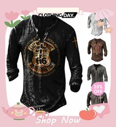 Men Fashion Casual Punk Letter Print Long Sleeve V Neck Plus Size T-shirt Casual Punk, Men Fashion Casual, Plus Size T Shirt, Plus Size T Shirts, Mens Fashion Casual, Men Fashion, Letter Print, Letter Prints, Fashion Casual