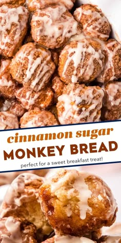 cinnamon sugar monkey bread is stacked on top of each other