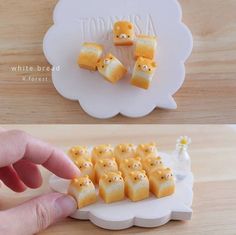 there are several small pieces of food in the shape of bears