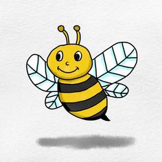 a cartoon bee flying through the air