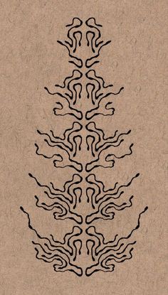 a black and white drawing of a tree on a piece of brown paper with lines