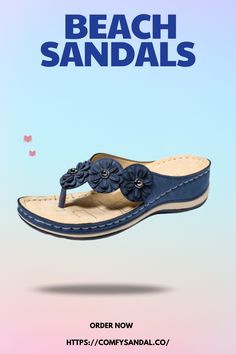 Step into summer style with our Flower Clip Toe Beach Sandals! 🌸☀️ Elevate your beach look with these chic and comfortable sandals. Perfect for strolls along the shore or casual outings. Upgrade your summer wardrobe today! #BeachSandals #SummerStyle #FlowerSandals #BeachFashion #ComfortableFootwear #ShopNow #ComfySandal Comfortable Slip-on T-strap Sandals For Beach, Comfortable Flat T-strap Sandals For Summer, Comfortable Leather Flip Flops For Summer, Beach Slippers With Removable Insole And Toe Post, Toe Post Slippers With Removable Insole For Beach, Leather T-strap Sandals For Beach In Spring, Leather T-strap Sandals For Beach Spring Season, Beach Slippers With Removable Insole And Round Toe, Comfortable Sandals With Removable Insole For Beach Season