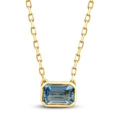 This simple aquamarine solitaire necklace makes quite a splash. 10K yellow gold The east-west rectangle-cut natural aquamarine shines in a bezel setting 16- to 18-inch adjustable cable chain; spring ring clasp Floating Gemstone Necklace, Dune Photoshoot, Solitaire Necklace, Jared The Galleria Of Jewelry, Basic Wardrobe, Jewelry Design Ideas, Wardrobe Accessories, Solitaire Necklaces, Beading Ideas