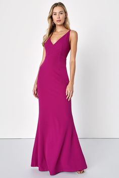 Sexy Magenta Maxi Dress - Sleeveless Maxi Dress - Mermaid Maxi - Lulus Maxi Dress Sleeveless, Maxi Dress Wedding Guest, Green Mermaid, Dress Mermaid, Lulu Fashion, Bridesmaid Dress Colors, Formal Dresses Gowns, Evening Dresses Cocktail, Middle Name