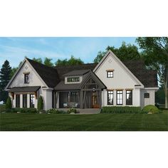 this is an artist's rendering of the front elevation of these country house plans