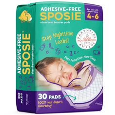 an adhesivee - free diaper for babies with the words stop nighttime leaks