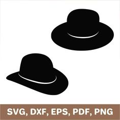 two hats with the words svg, dxf, epsp, png