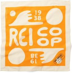 an orange and white napkin with the words ricoop printed on it's side