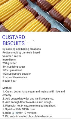 the recipe for custard biscuits is shown here