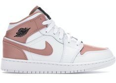 Buy and sell authentic Jordan shoes on StockX including the Jordan 1 Mid White Rose Gold (GS) and thousands of other sneakers with price data and release dates. Tenis Nike Jordan, Jordan 1 Mid White, Dr Shoes, Jordan Shoes Girls, All Nike Shoes, Nike Air Shoes, Cute Nike Shoes, Cute Sneakers, Fresh Shoes