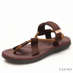 Lasaky - Outdoor Leisure Anti-Slip Sandals Beach Slippers for Casual Wear Brown Open Toe Sport Sandals For Vacation, Summer Beach Sport Sandals In Brown, Brown Sport Sandals For Summer Beach, Brown Summer Beach Sport Sandals, Summer Flat Sandals For Outdoor, Brown Slip-on Sport Sandals For Vacation, Brown Slip-on Slingback Sandals For Beach, Comfortable Brown Slingback Sandals For Vacation, Brown Flip Flops For Outdoor Spring Use