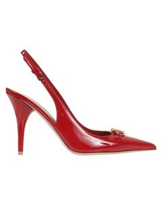 Slingback décolleté in calfskin BY VALENTINO GARAVANI. Adjustable strap closure. VLogo The Bold Edition detail. H: 10cm Red Pumps, Mens Designer Shoes, Sneaker Wedge, Sling Back, Gold Logo, Luxury Accessories, Italian Fashion, Manolo Blahnik, Pump Shoes