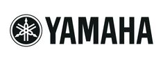 the yamaha logo is shown in black and white