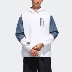 adidas W.N.D. Sports Stylish Hooded Jacket White GF3998 Adidas Tech, Adidas Windbreaker, Pink Adidas, Adidas Online, Pink Hoodie, White Adidas, Track Jackets, Hooded Jacket, Pullover Hoodie