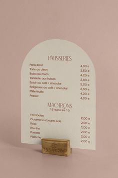 a close up of a menu on a table