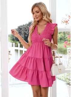 JJ's House No Ruffle Polyester Mini V-Neck Spring Summer A-line NO Rose S Height:5.7ft(174cm) Bust:33.5in(85cm) Waist:26in(66cm) Hips:36in(91cm) Short Dress. #JJ's House #No #Ruffle #Polyester #Mini #VNeck #Spring #Summer #Aline #NO #Rose #S #Short #Dress Short Vacation, House No, Ruffle Shorts, Summer Clothing, Vacation Dresses, Mini Shift Dress, Mini Dresses, Eras Tour, Short Dress