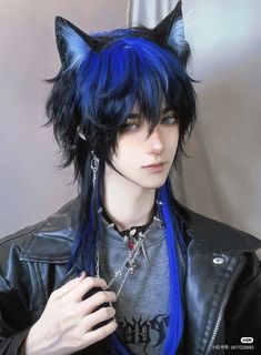 Hair Horns Hairstyles, Long Hair Male Hairstyles, Demon Hairstyles, Male Bangs, Horn Hairstyle, Hijiri Byakuren, Male Wigs, Asian Boy Haircuts, Guy Hairstyles