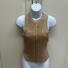 Very Cute Sequin Detail Tank Fits Small But So Cute Doe Layering Chic Gold Tank Top For Spring, Chic Gold Stretch Tank Top, Casual Gold Tank Top For Party, Chic Embellished Tank Top, Chic Embellished Stretch Tank Top, Sequin Tank, So Cute, Layering, Sequin