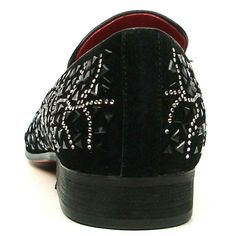 Fiesso Black Suede Black Rhinestones Formal Entertainer Slip on Shoes FI 7415 Suede with Leather combination Cushioned insole Red Bottoms Sole Black and Silver Rhinestones Slip-on Loafers Black Suede Party Loafers, Evening Loafers With Rhinestones And Round Toe, Black Pointed Toe Loafers With Red Sole, Party Loafers With Rhinestones And Round Toe, Black Spiked Loafers For Formal Occasions, Evening Rhinestone Round Toe Loafers, Black Formal Loafers With Rhinestones, Black Slip-on Tassel Loafers For Party, Elegant Black Loafers With Studs