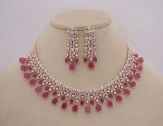 CZ Diamonds Necklace Earrings Set, Red Bridal Necklace Earrings Rose Gold Jewelry Set, Statement Choker Necklace Earrings, Engagement Set ITEM DESCRIPTION Metal = Rose Gold Plated Occasion = Wedding ,Party Wear, Bridal Color = Red and Gold Free Shipping Pink Celebration Jewelry With Jewels, Pink Ruby Necklace For Party, Hand Set Red Round Bridal Necklace, Elegant Rose Red Necklace For Wedding, Elegant Ruby Jewelry Sets In Pink, Rose Gold Ruby Jewelry For Parties, Formal Pink Necklaces With Matching Earrings, Pink Ruby Jewelry Sets For Gifts, Pink Ruby Wedding Jewelry Sets