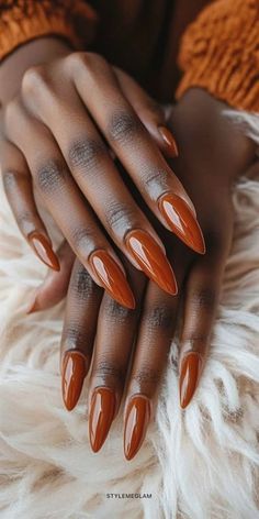 brittle nails vitamin deficiency Fall Almond Acrylic Nails Designs, Pumpkin Colored Nails, September Nails 2024 Almond, Autumnal Nail Art, Rust Color Nails Designs, Fall Nails Pedicure, Fall Designs Nails, Fall Nails 2024 Almond, Nails September 2024