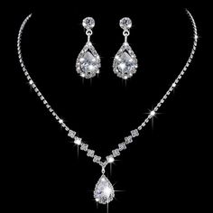 New & Never Used!!! Glamorous Rhinestone Teardrop Jewelry Set Necklace Size: 18.5“ Earring Size: 1.1” *Buy 4 For $15 Or 7 For $25! Deal Is For Any Items With The Emoji, Most Listings Have Only One Item For Sale So There May Not Be Multiples Of A Listing.* *Anything Over 5lbs Will Incur An Extra Shipping Charge Per Poshmark Limits And Rules* Bride Jewelry Set, Teardrop Jewelry, Wedding Bride Jewelry, Crystal Jewelry Sets, Designer Necklace, Bride Accessories, Sparkle Jewelry, Fashion Jewelry Sets, Rhinestone Wedding