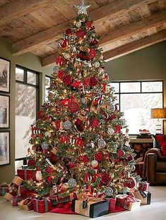 a decorated christmas tree in a living room