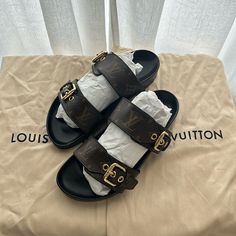 Brand New Size 34.5 No Box Comes With Dust Bag Customize Shoes, Lv Boots, Shoes Louis Vuitton, Lv Shoes, Wooden Clogs, Louis Vuitton Sandals, Louis Vuitton Shoes, Purple Leather, Mule Sandals