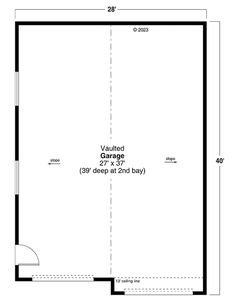 the floor plan for a garage with two car spaces and an additional living room area