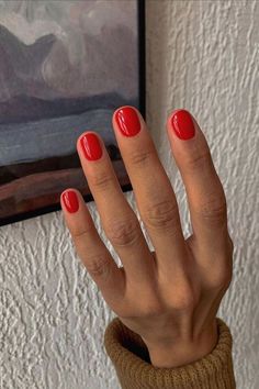 Red Polish, Funky Nails, Dope Nails, Short Acrylic Nails