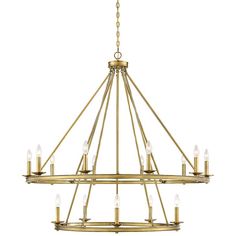 a large brass chandelier with six lights